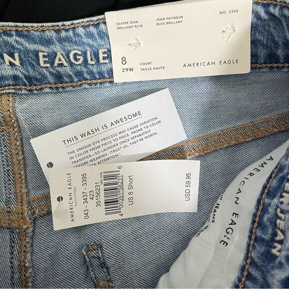 American Eagle Outfitters Distressed High Rise Skater Jeans 8 Short - Picture 8 of 9